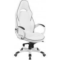 Flash Furniture CH-CX0496H01-GG High Back White Vinyl Executive Swivel Office Chair with Black Trim